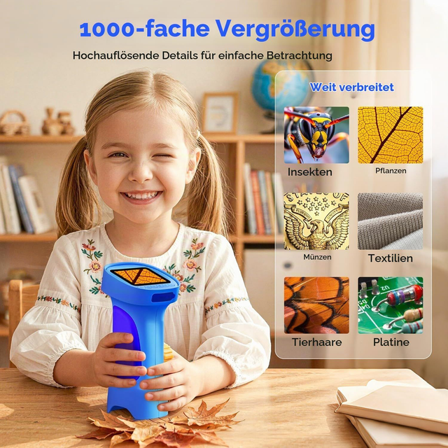 Digitales Kindermikroskop mit Bildschirm – Blau - 1000X Taschenmikroskop