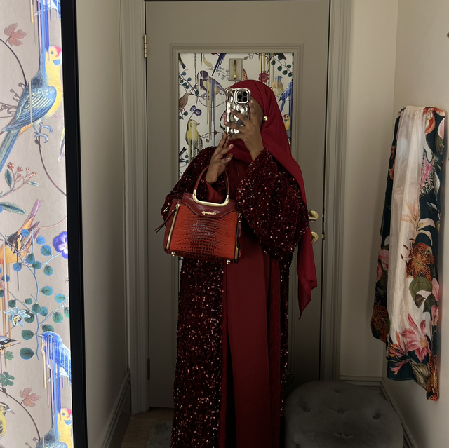 Burgundy Sequin Abaya 