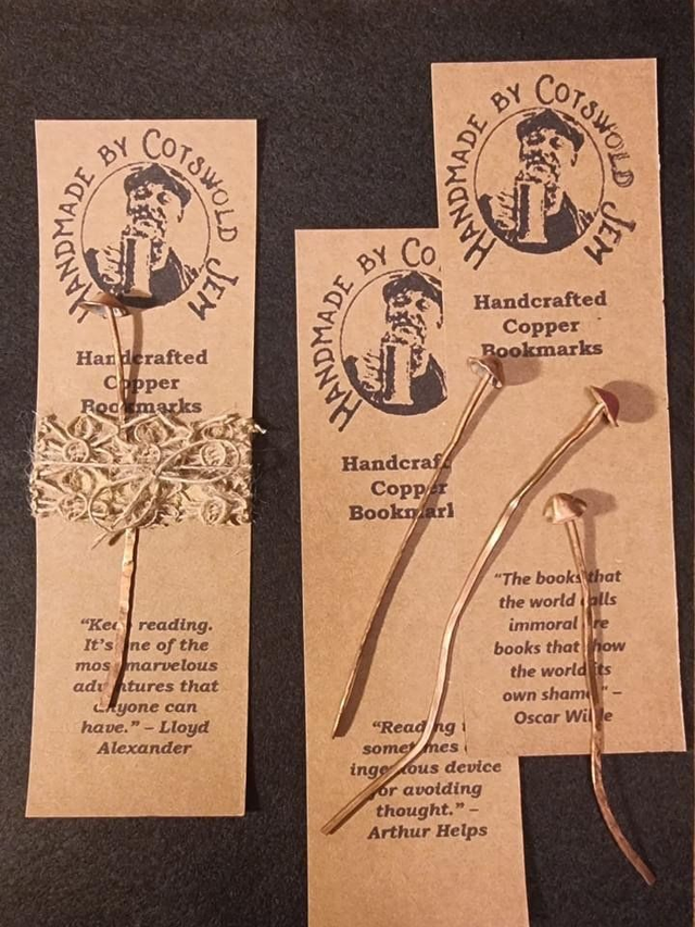 Handmade copper mushroom  bookmarks 