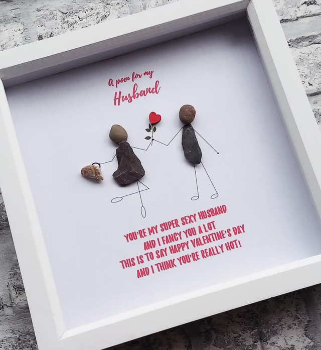 Personalised Pebble Art Couple – Unique Valentine&#039;s Gift for Him or Her&quot;