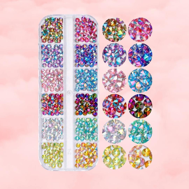 12 Grid Multi Coloured Round Large Gems