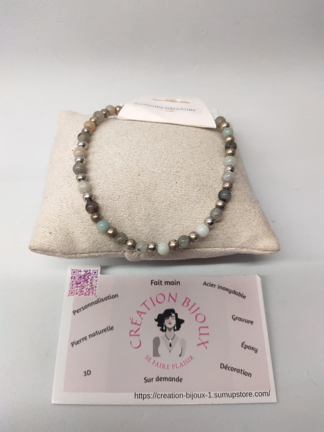Bracelet labradorite,  amazonite