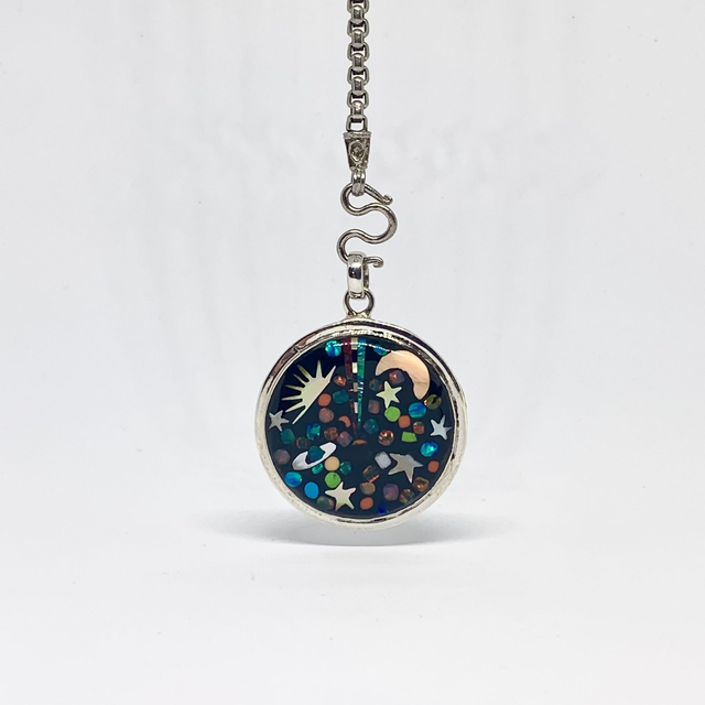 Pendentif Galaxy SWEET SUNSET argent massif et pierres naturelles