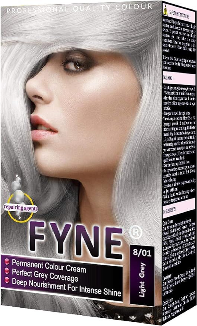 FYNE Permanent Hair Dye for Women-(Light Grey 8/01)