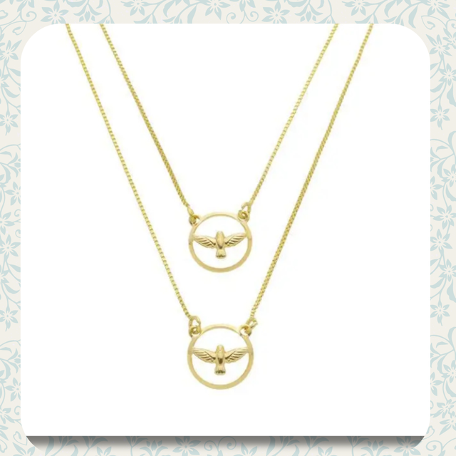 Escapulário Divino Espirito Santo - Ouro