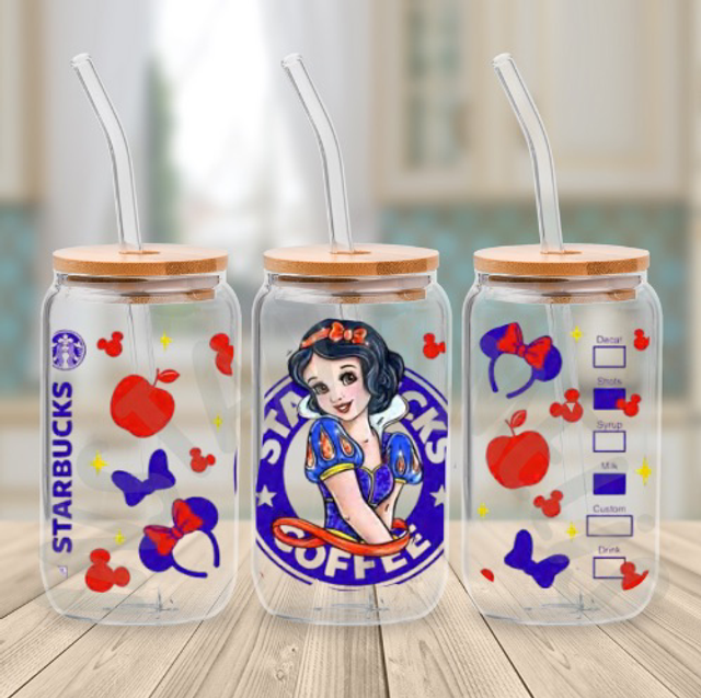 Canette en verre - STARBUCKS - Blanche Neige