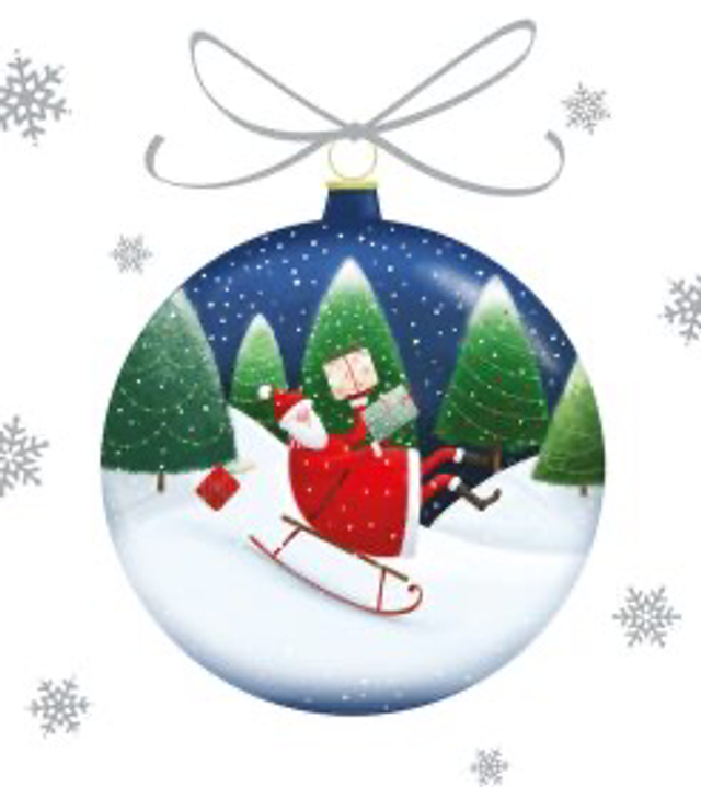 XCB07 Pack of 8 Charity Cards -Santa Bauble