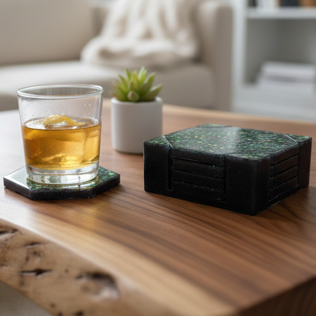 Lot de 4 sous verre avec boîte de rangement 