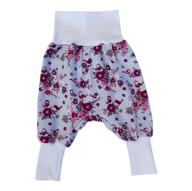 Pumphose/ Mitwachshose „Blumen grau“ 50-92