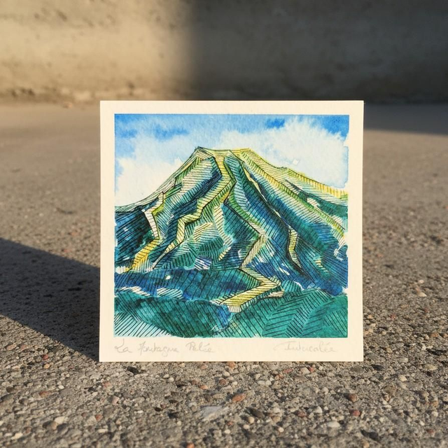 Aquarelle mini - La montagne Pelée 
