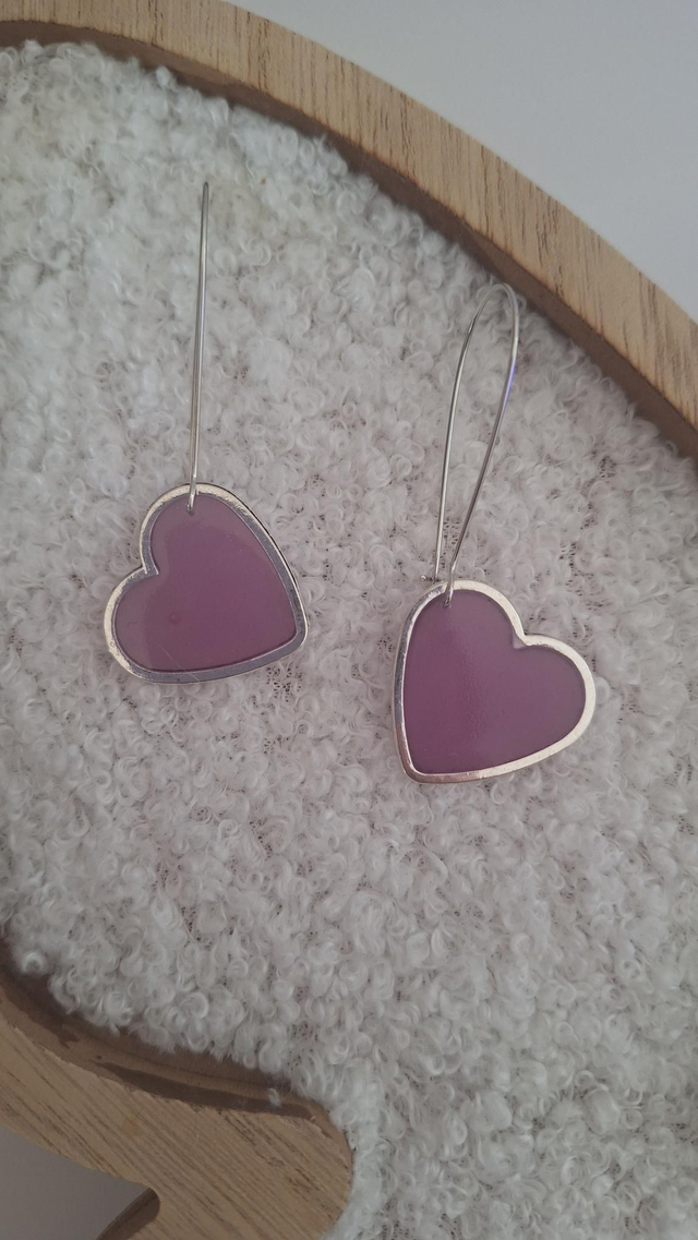 Boucles oreilles cœur thermochromique violet