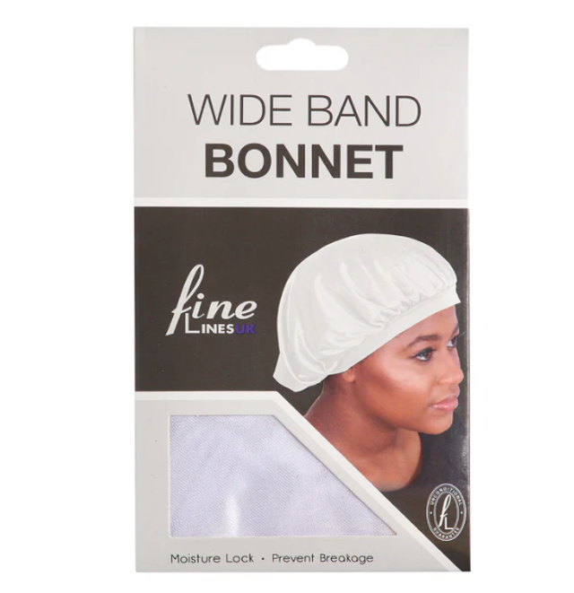 Fine Lines Wide Band Bonnet White (6365-4)