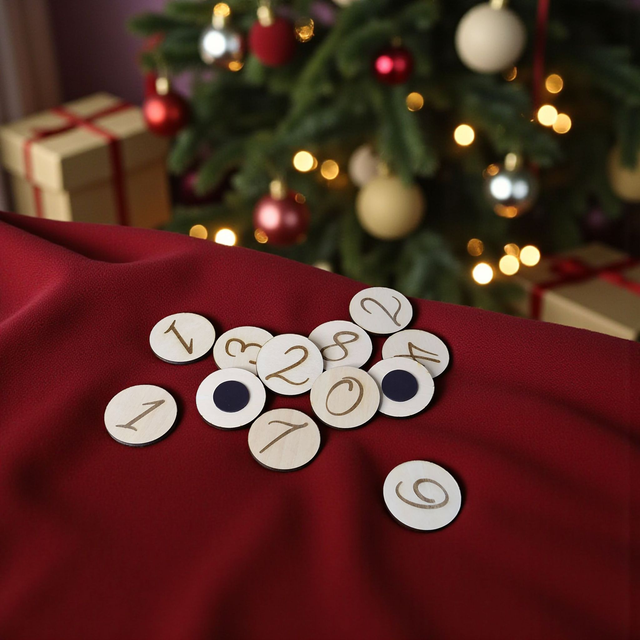 Calendrier de l'Avent , décompte de Noël - décoration personnalisée en bois gravé - décor Forêt