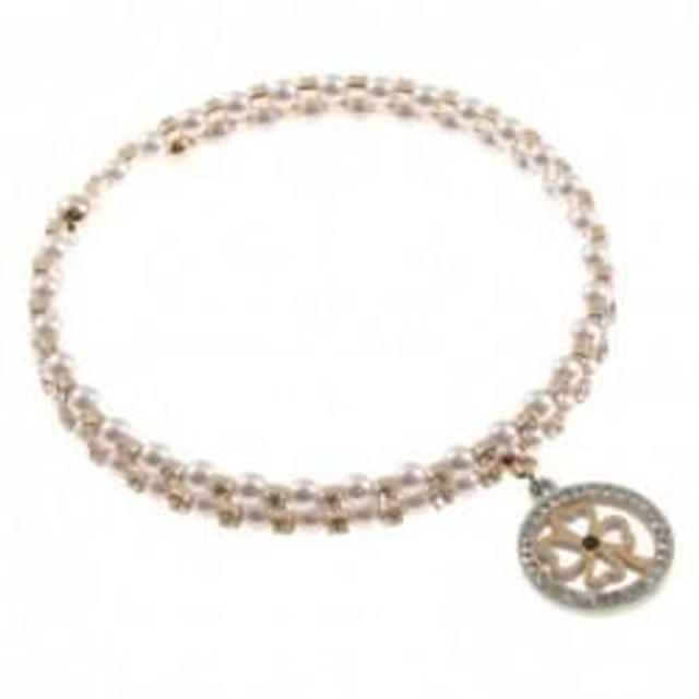 Bracciale donna in bronzo giallo con charm a quadrifoglio 