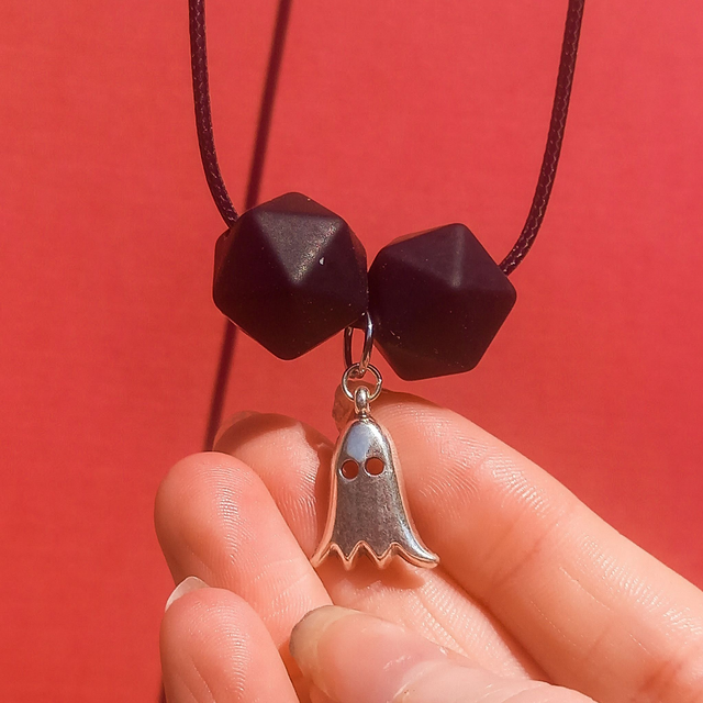 Silver Ghost - Black Hexagon - Chew Necklace [NL-STM-B-GHT]