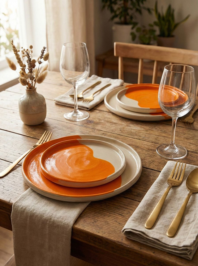 Orange Colourblock Side Plate