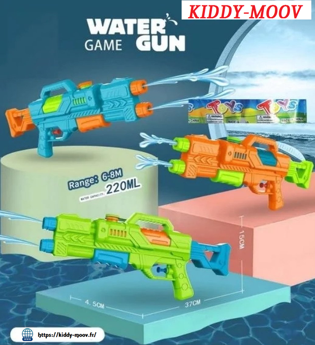 Pistolet à eau 220 ml 38 cm double jet d'eau