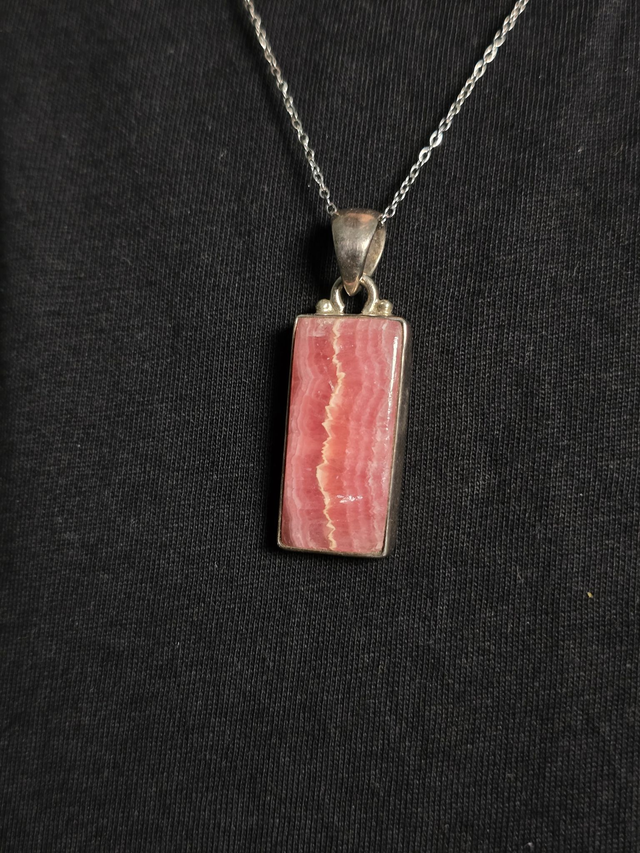 Pendentif Rhodochrosite et Argent 925 (Qualité AA)