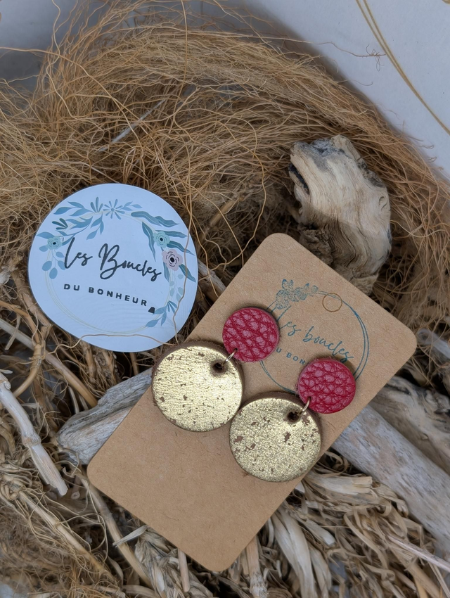 Boucles d&#039;oreilles Évasion doré rouge ev013