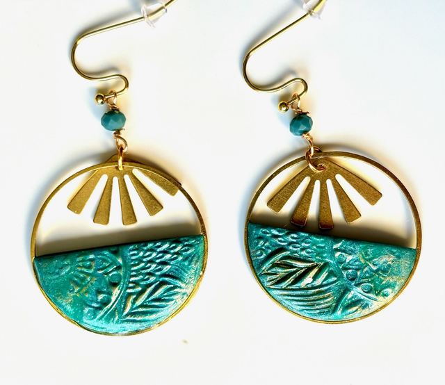 Boucles « Rayons d’or vert »