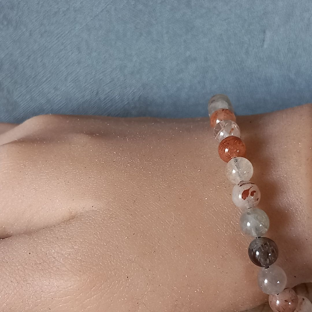 Bracelet ajustable en Quartz rutile multicolore