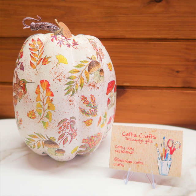 Large Decoupage Pumpkin