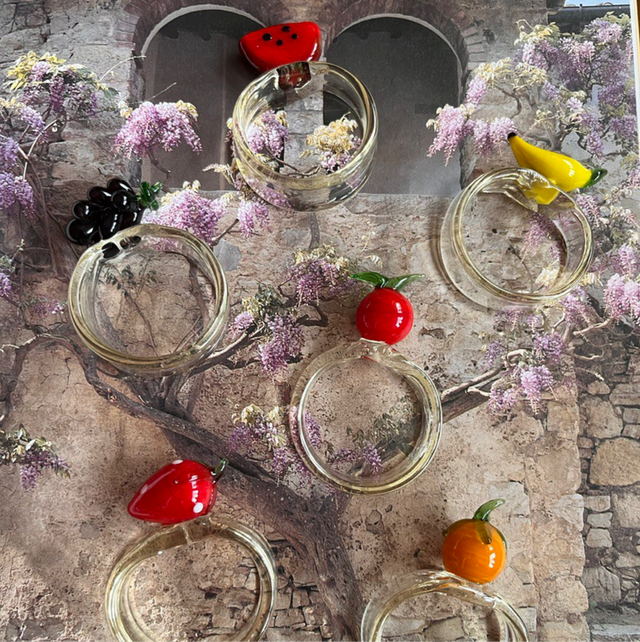 Serviettenringe, Glas, Manufaktur Bugor, antik