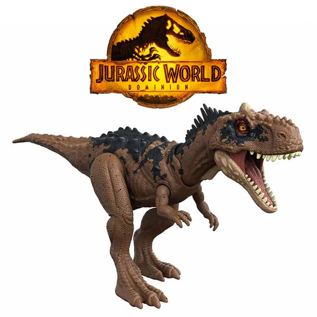 Jurassic World Dominion Rajasaurus Ruge y Golpea, dinosaurio de juguete con movimientos y sonidos