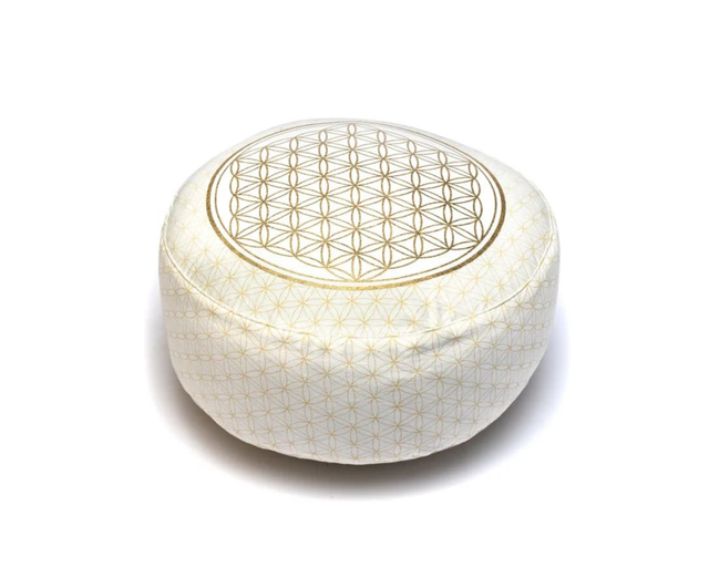 Coussin de méditation blanc fleur de vie