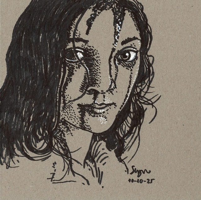 Dibujo: Retrato de Lina Leandersson (Déjame entrar)