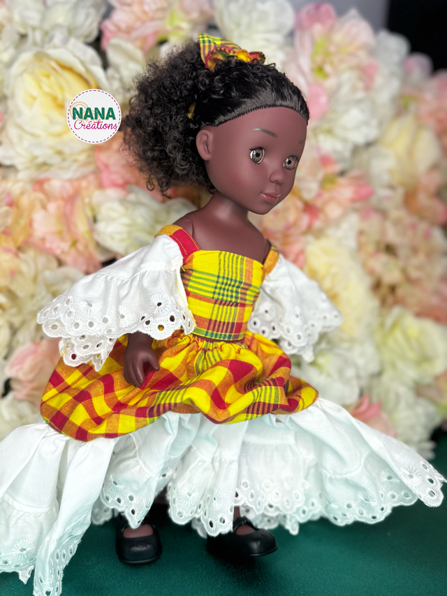 Poupée - Robe madras 100% Coton – Fait main