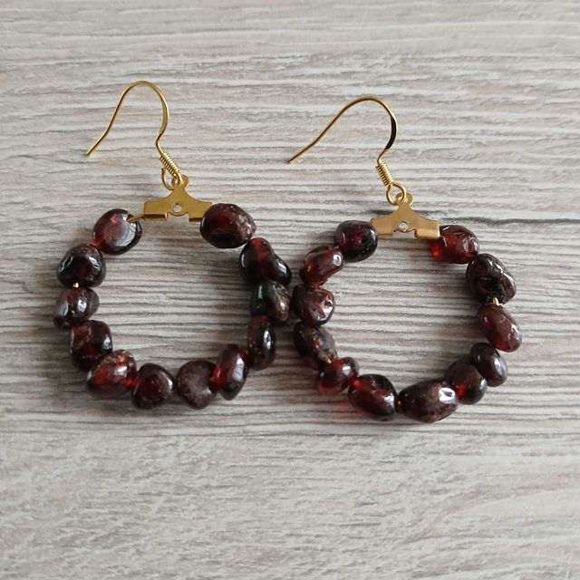 Granaat oorbellen – goudkleurig verguld (1.346)