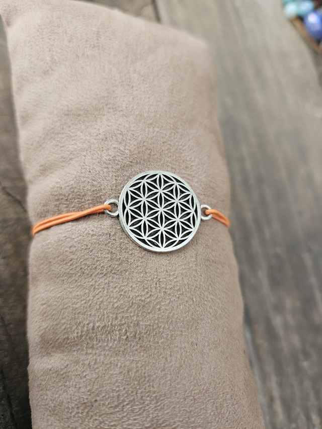 Bracelet fleur de vie élastique orange 