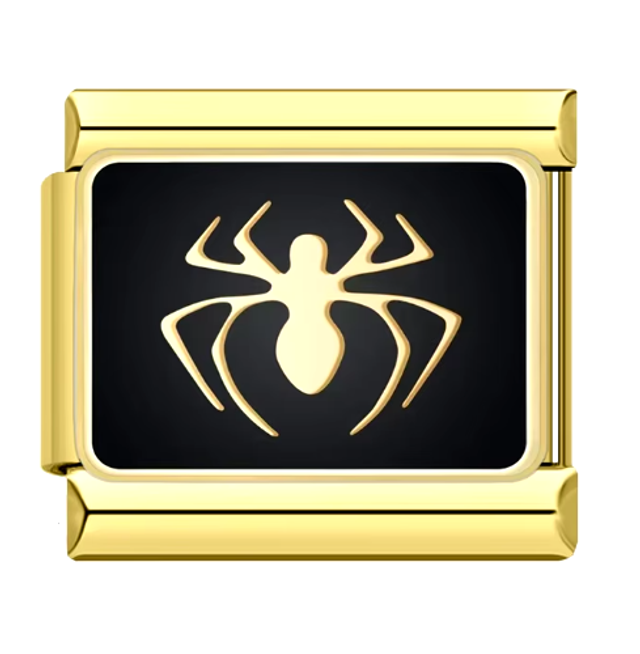Charm Araña con fondo Negro Dorado