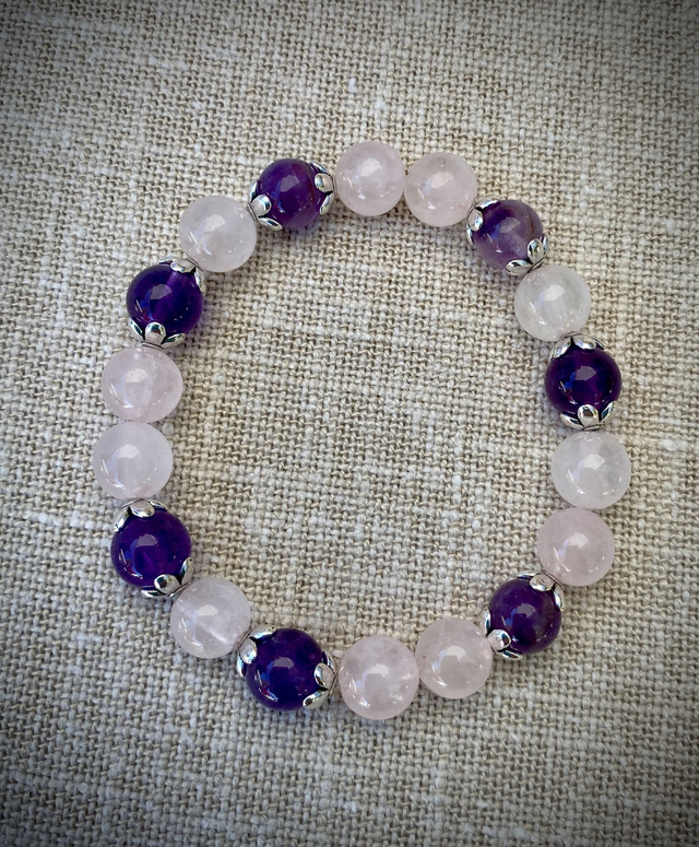 Bracelet Quartz Rose et Améthyste