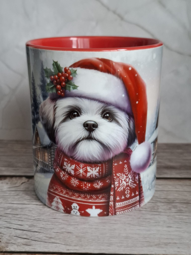Mug noir shitzu de Noël