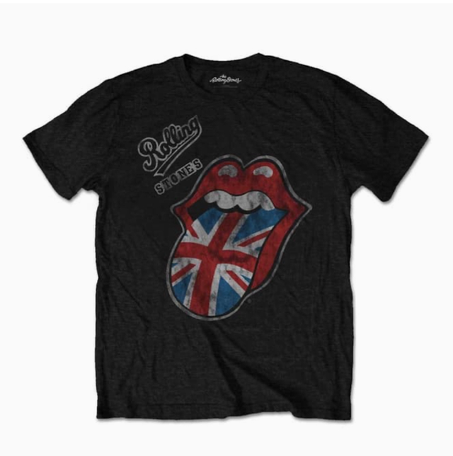 Rolling Stones Unisex T-Shirt: Vintage British Tongue (Soft Hand Inks)- X-Large