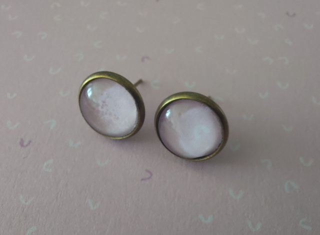 Boucles d'oreille Cabochon Love rose