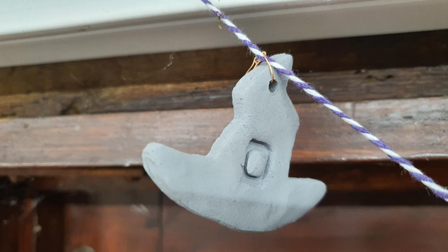 Witches hat (black/grey) decoration 