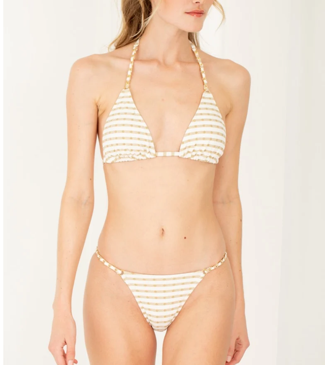 Gaby -Maillot de bain deux pièces Hibini - Blanc et Doré 