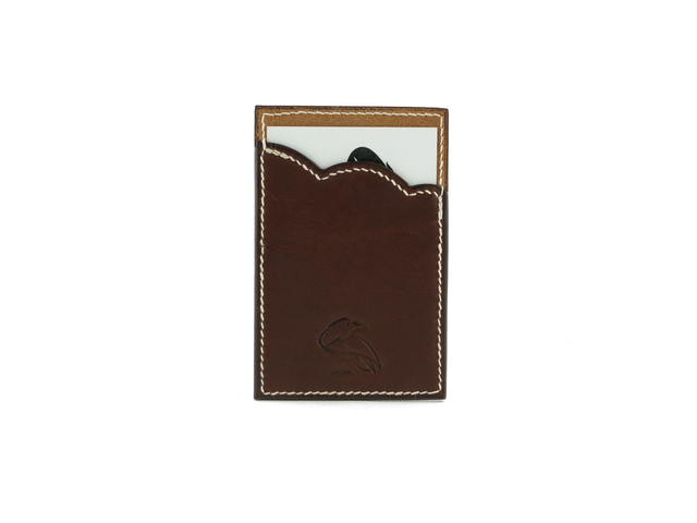 Porte-Carte KUMO Marron Foncé Fil Blanc
