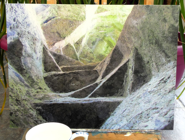 Photographic Open Edition Canvas Panel Print, from my "Ancient Stone" collection, "Stone Spiral"