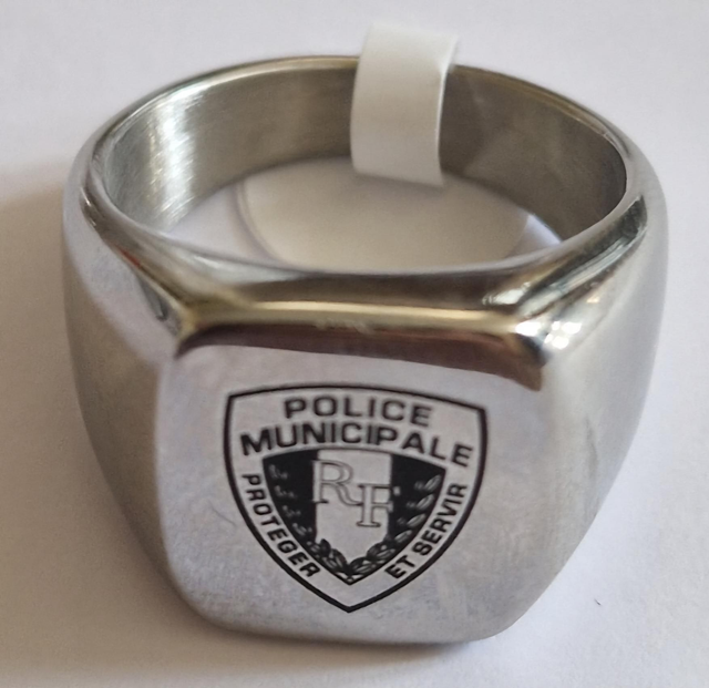 Bague logo PM acier stainless 