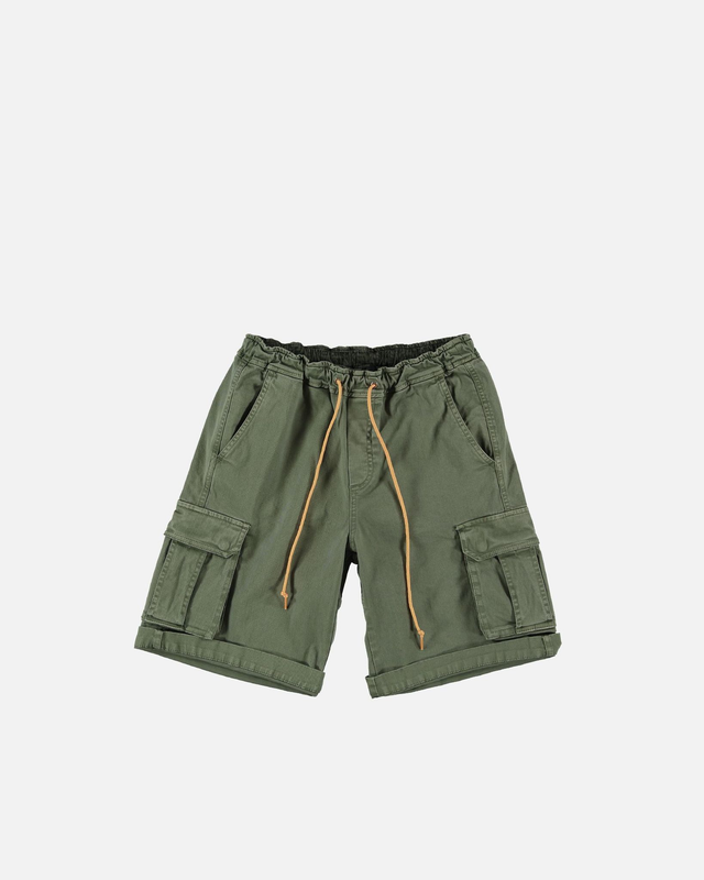 586589GT24 - SHOE Bermuda cargo in gabardina di colore army con cordini regolabili Vestibilit