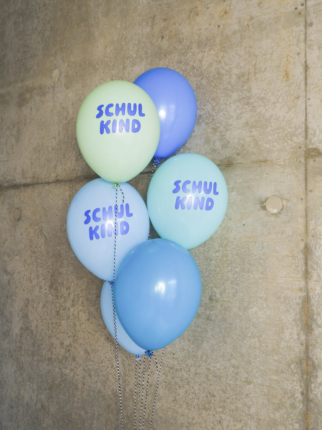 Schulkind Luftballon 6er Set - Blau-Mix | Tinyday