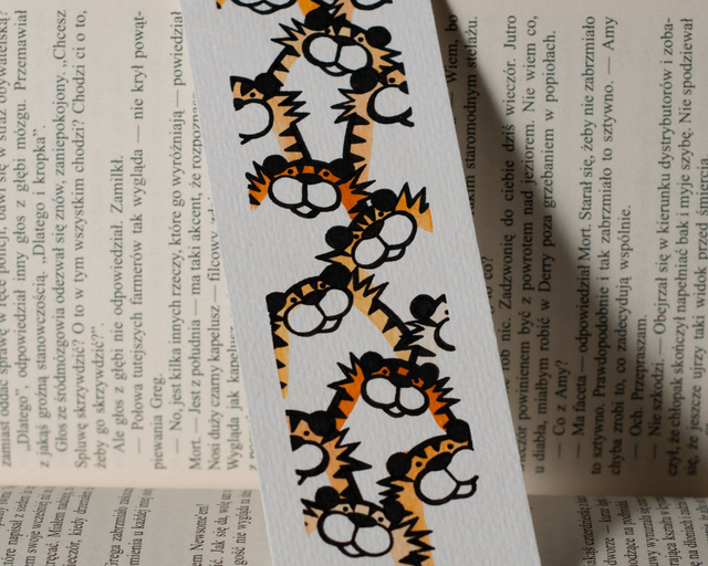 TYGRYSY zakładka do książki, ręcznie malowana akwarela 