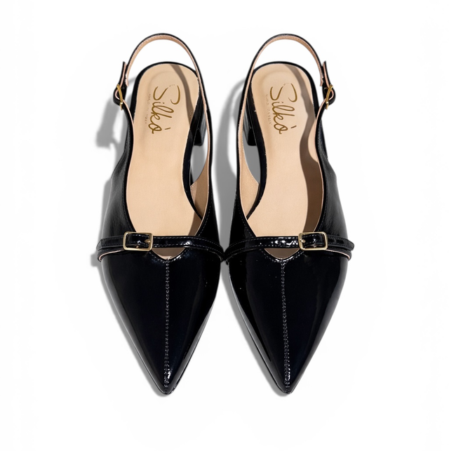 FLAT SLING BACK naplack black