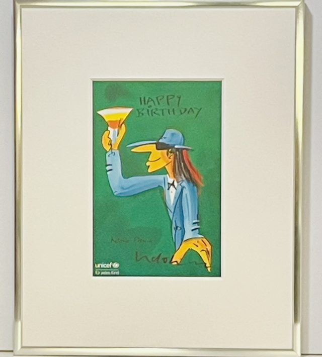 Happy Birthday grün - Udo Lindenberg/Unicef gerahmt 