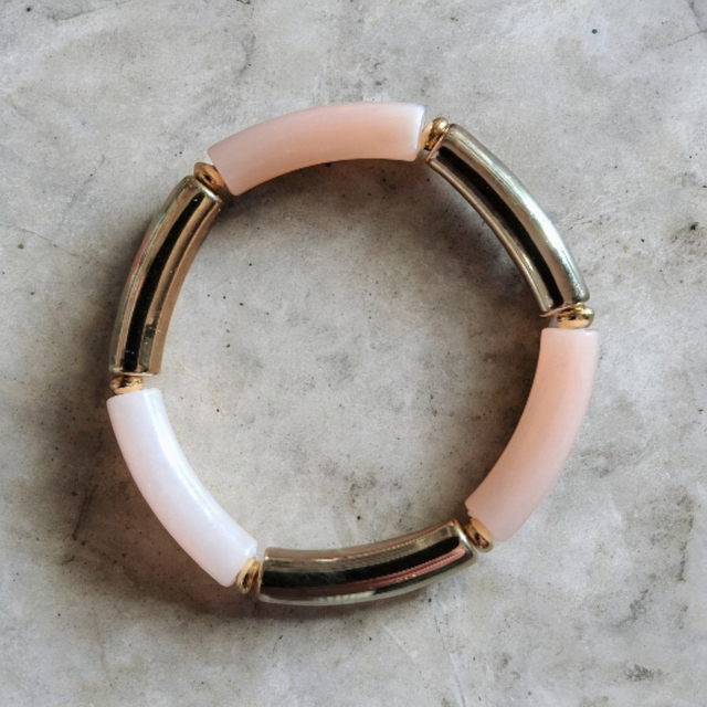 Bracelet élastique perles tube résine