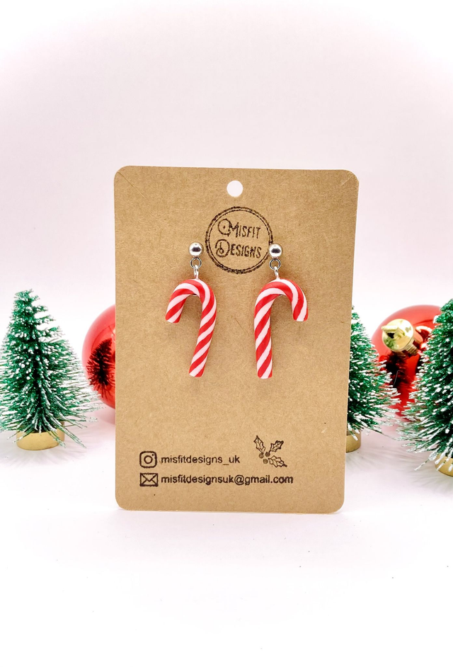 Candy cane drop earrings